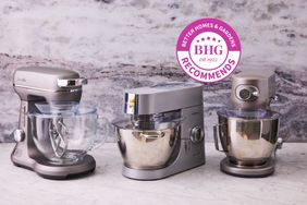 group photo of the best stand mixers tested